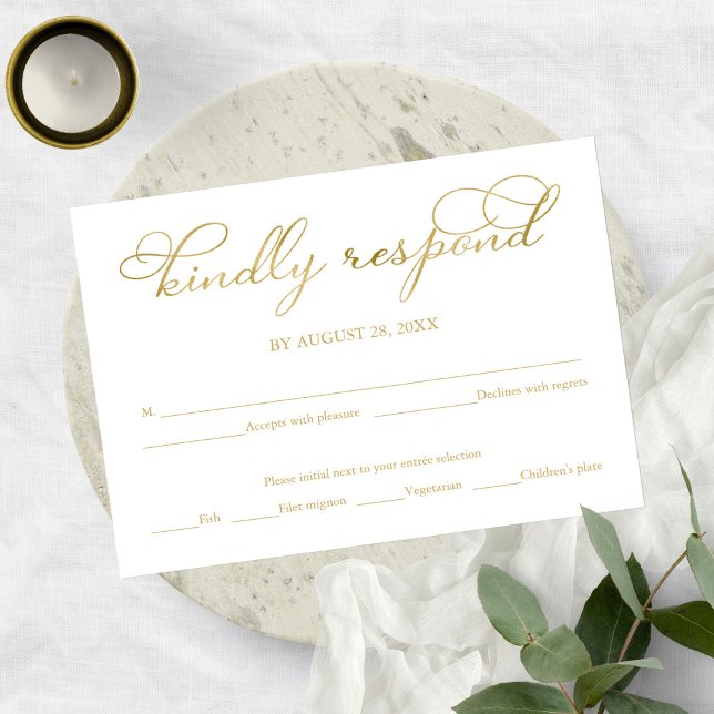 Elegant Gold Calligraphy Wedding RSVP Card (Creator Uploaded)