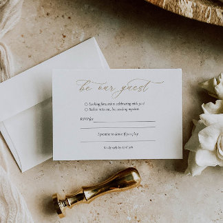 Elegant Gold Calligraphy Wedding RSVP Card
