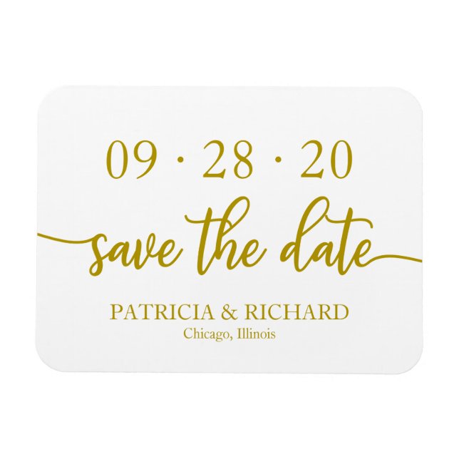 Elegant Gold Calligraphy Wedding Save The Date Magnet (Horizontal)