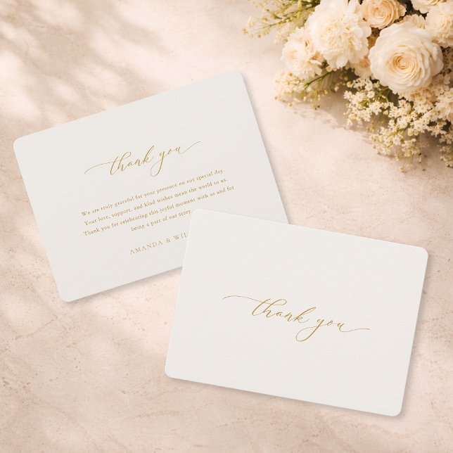 Elegant Gold Calligraphy Wedding Thank You Card (Creator Uploaded)
