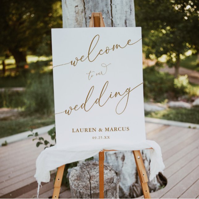 Elegant Gold Calligraphy Wedding Welcome Sign (Creator Uploaded)