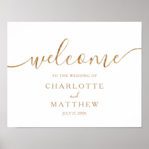Elegant Gold Calligraphy Welcome Wedding Poster
