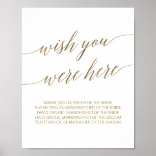 Elegant Gold Calligraphy Wish You Were Here Sign