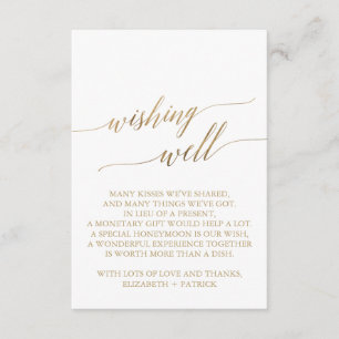 Elegant Gold Calligraphy Wishing Well Enclosure Card