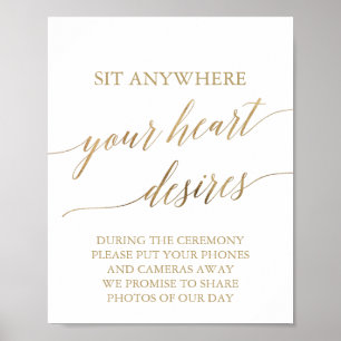 Elegant Gold Calligraphy Your Heart Desires Sign