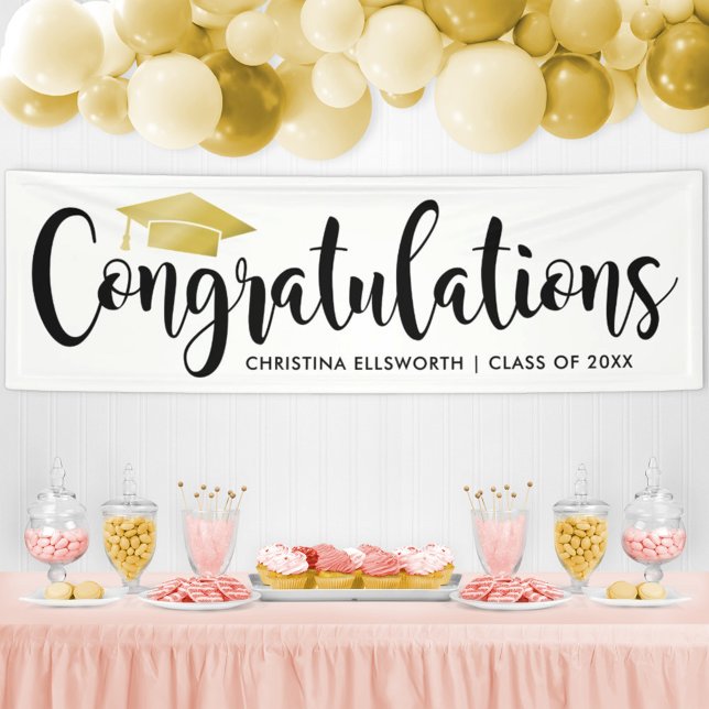 Elegant Gold Cap Congratulations Graduate Banner (Creator Uploaded)