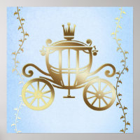 Elegant Gold Carriage Blue Storybook Princess