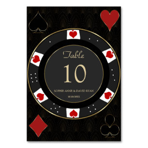 Elegant Gold Casino Poker Chip Wedding Table Number