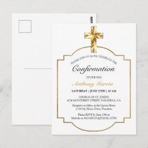 Elegant Gold Catholic Confirmation Invitation Postcard