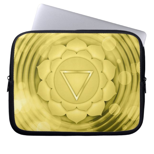 Elegant Gold Chakra Zen Yoga Spiritual Meditation Laptop Sleeve (Front)