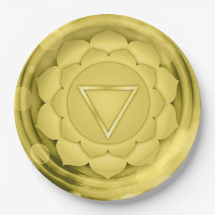Elegant Gold Chakra Zen Yoga Spiritual Meditation Paper Plate
