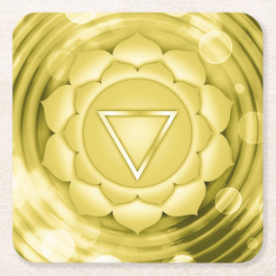 Elegant Gold Chakra Zen Yoga Spiritual Meditation Square Paper Coaster