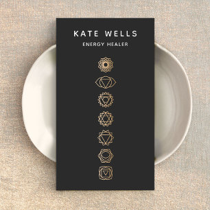 Elegant Gold Chakras Spiritual Energy Healer Business Card