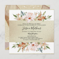 Elegant Gold Champagne Floral Quinceañera