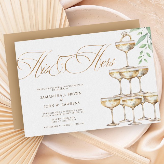 Elegant Gold Champagne Modern Couples Shower Invitation (Creator Uploaded)