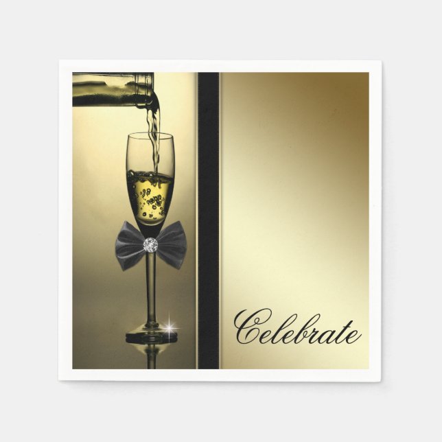 Elegant Gold Champagne Napkin (Front)