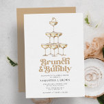 Elegant Gold Champagne Retro Bridal Shower Invitation<br><div class="desc">Elegant Gold Champagne Retro Bridal Shower Invitation</div>