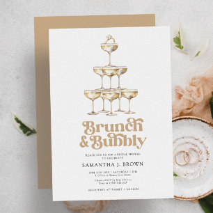 Elegant Gold Champagne Retro Bridal Shower Invitation