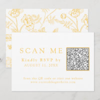 Elegant Gold Chinoiserie QR Code Wedding RSVP