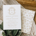 Elegant Gold Chinoiserie Victorian Floral Wedding Invitation<br><div class="desc">Introducing our Elegant Gold Chinoiserie Victorian Floral wedding invitations. A fusion of timeless elegance and delicate beauty, these invitations feature intricate antique-gold chinoiserie motifs surrounding the couple's monogram initials amidst Victorian florals. Set the stage for your wedding with an invitation that whispers tales of romance and refinement with subtle calligraphy...</div>