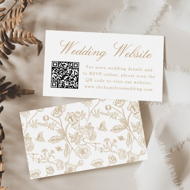 Elegant Gold Chinoiserie Wedding Website QR Code Enclosure Card (Creator Uploaded)