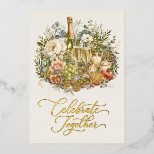 Elegant Gold Christmas Champagne Watercolor Party