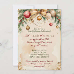 Elegant Gold Christmas Invitation with Invitation