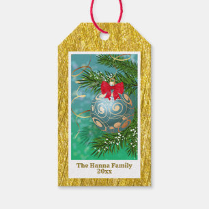 Elegant Gold Christmas Ornament Holiday Season Gift Tags