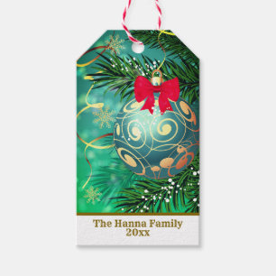 Elegant Gold Christmas Ornament Holiday Season Gift Tags