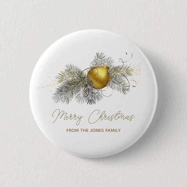 Elegant gold Christmas Ornament Party 6 Cm Round Badge (Front)