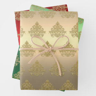 Elegant Gold Christmas Ornament Pattern Wrapping Paper Sheet
