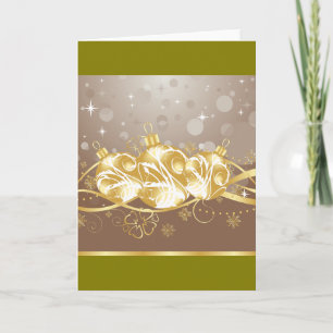 Elegant Gold Christmas Ornaments and Glitter Card