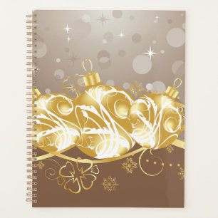 Elegant Gold Christmas Ornaments and Glitter Planner
