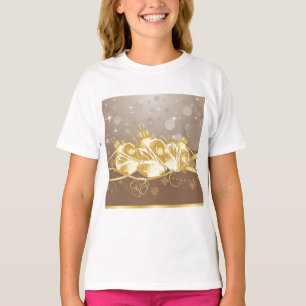 Elegant Gold Christmas Ornaments and Glitter T-Shirt