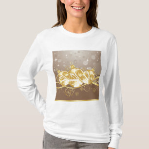 Elegant Gold Christmas Ornaments and Glitter T-Shirt