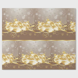Elegant Gold Christmas Ornaments and Glitter Wrapping Paper