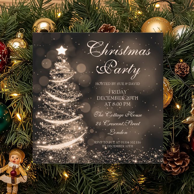 Elegant Gold Christmas Party Sparkle Invitation (Elegant Gold Christmas Party Sparkle Invitation)