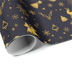 Elegant Gold Christmas Pattern Wrapping Paper