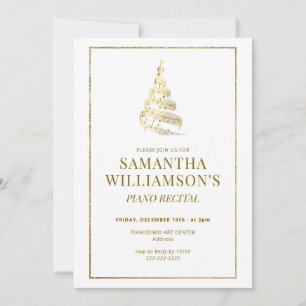 Elegant Gold Christmas Piano Recital & Program Invitation