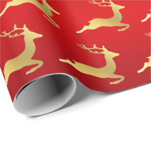 Elegant Gold Christmas reindeer pattern Wrapping Paper