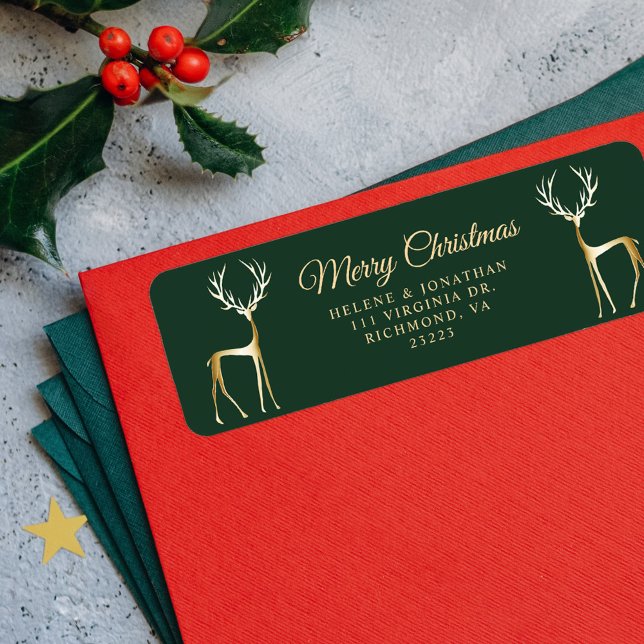 Elegant Gold Christmas Reindeer Return Address (Elegant Gold Christmas Reindeer Return Address Label)