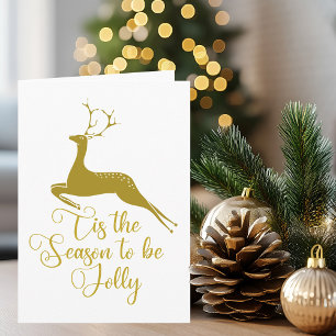 Elegant Gold Christmas Reindeer Tis the Season Card