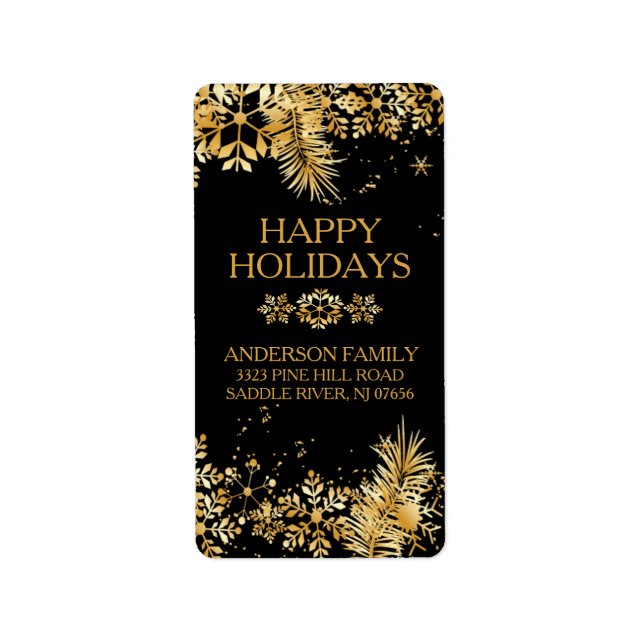 Elegant Gold Christmas Return Address Label (Front)