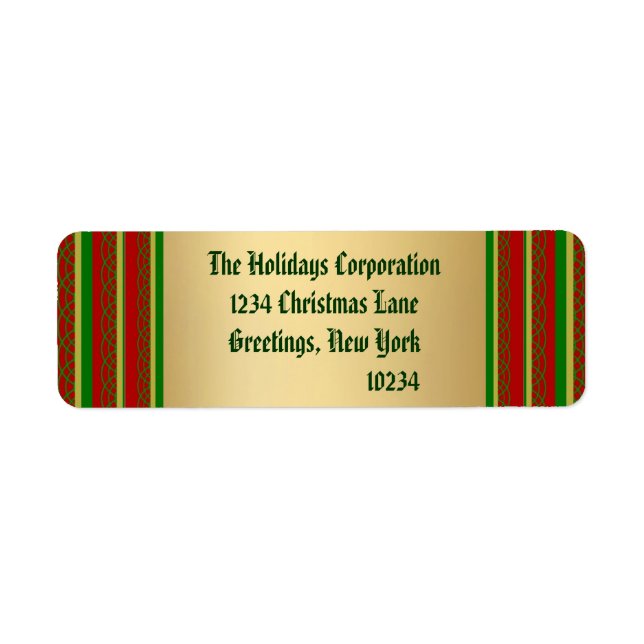 Elegant Gold Christmas Return Address Labels (Front)