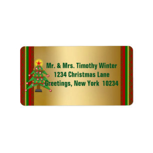 Elegant Gold Christmas Return Address Labels