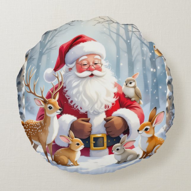 Elegant Gold Christmas Round Pillow (Back)