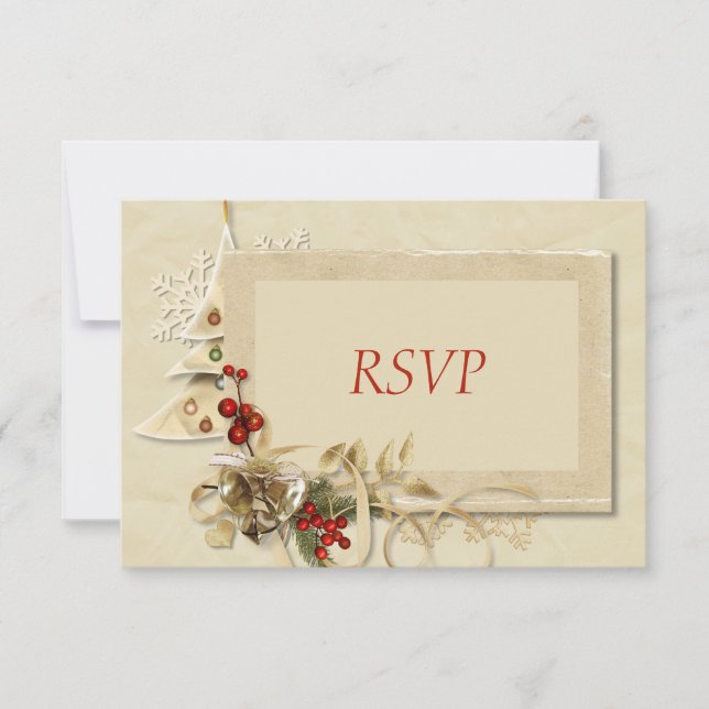 Elegant Gold Christmas RSVP Card (Front)