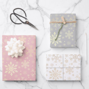 Elegant Gold Christmas Snowflake Pattern  Wrapping Wrapping Paper Sheet