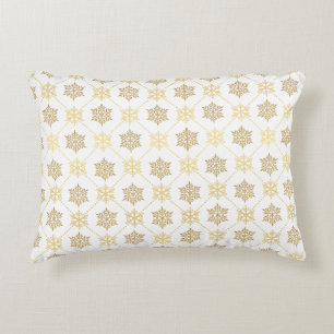 Elegant Gold Christmas Snowflakes Pattern Decorative Cushion