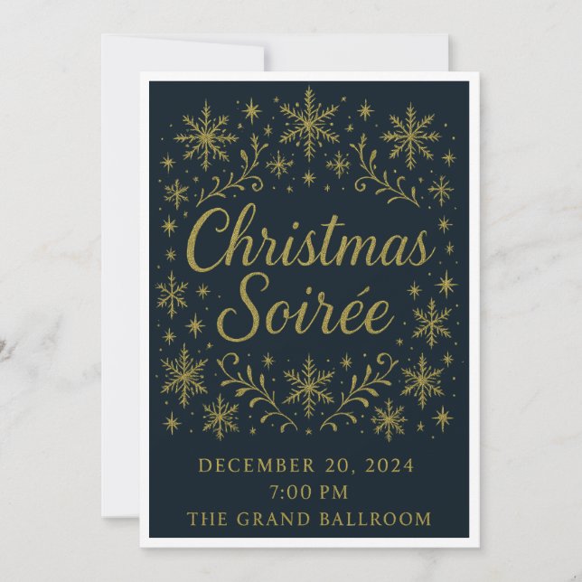 Elegant Gold Christmas Soirée Invitation (Front)